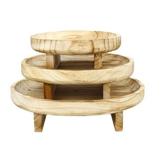 Wood Flower Pot Tray Round Plant Pot Stand Succulent Orchid