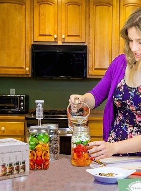 Wide Mouth Mason Jar Set wirh Fermentation Lid and Airlock H