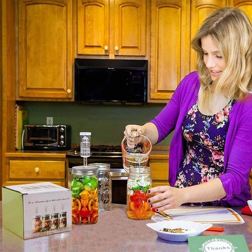 Wide Mouth Mason Jar Set wirh Fermentation Lid and Airlock H