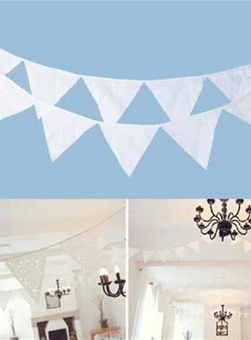 12 Flags 3.2m White Cotton  Bunting Flags Wedding