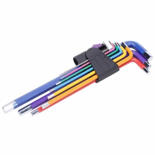 9pcs Colorful Hex Wrench Set Flat Head L Shape Hex Spanner S