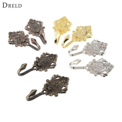 2Pcs Rose Pattern Wall Hook Vintage Drapery Curtain Holdback