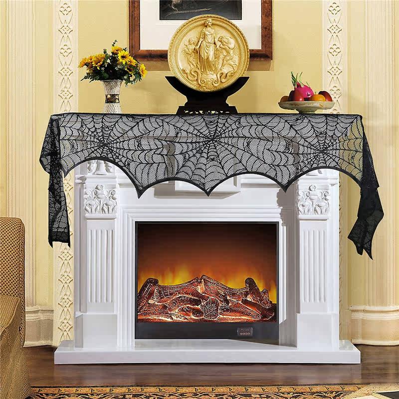 Halloween Fireplace Mantel Scarf Table Runner Tablecloth - 实物图