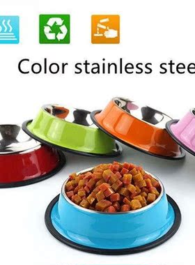 1PC 4 Colors Pets Feeding bowl Anti Skid Stainless Steel Tra