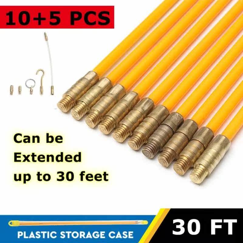 15Pcs 4mm 30FT Connectable Fiberglass Running Cable Wire Kit - 实物图
