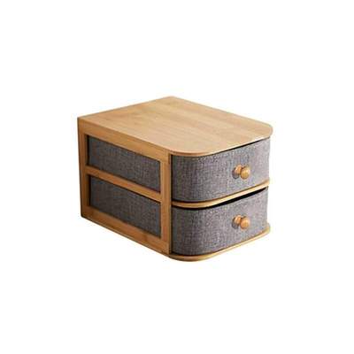 K1KF 2/3 Layers Bamboo Wood Oxford Cloth Drawer Storage Box