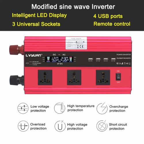 6000W 10000Watt 4SB DC 12V to AC 220V Portable  Power Invert