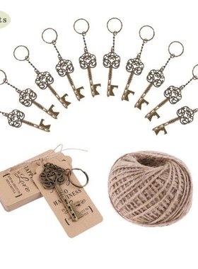 50x Vintage Key Bottle Opener  Tag Card Keychain Wedding Par