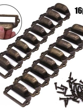 16Pcs Antique Brass Iron Label Pull Frame Handle File Name C