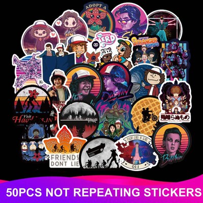 50pcs/Pack Stranger Things ers Waterproof Skateboard Suitcas