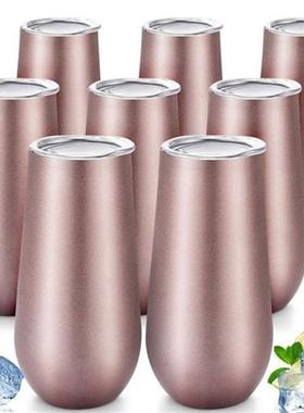 8 Packs emless Champagne Flutes Wine Tumbler, 6 OZ Double-