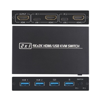 2 Port 4K HDMI USB KVM Switch Splitter For Shared Monitor K