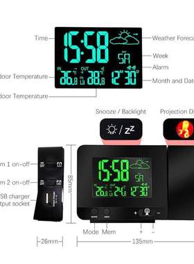 Radio Contraolled Projection Weather Station Colorful LCD Di