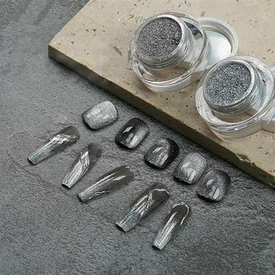 Silver Cat Magnet Nail Powder Glitter Nail Shinning Holograp