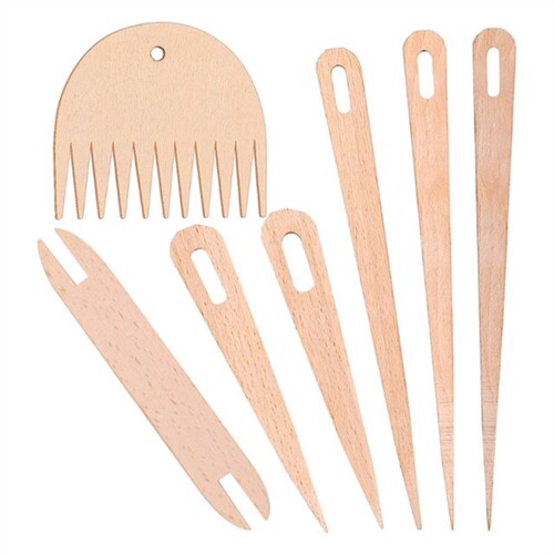 2022 New 7 Pcs Wooden Hand Loom Stick Set Wooden Weaving Nee