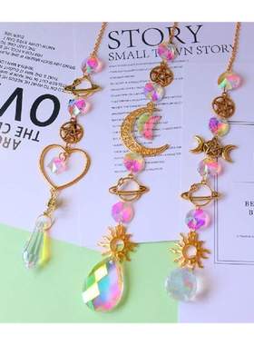 Suncatcher Crystal Wind Chime Star Moon Diamond Hanging