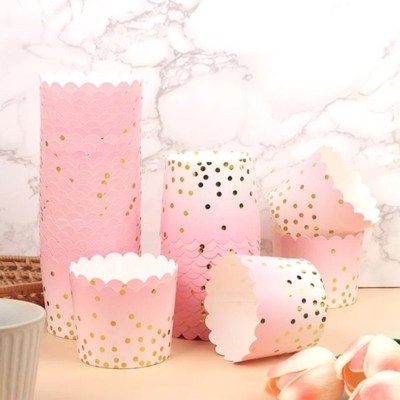 50pcs Golden Pink Dot Muffin Cupcake Paper Cup Cupcake Liner
