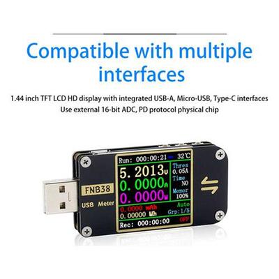 FNB38 USB Digital Voltmeter Ammeter Tester QC4 & PD3.0 2