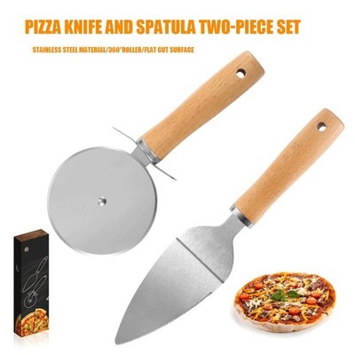 Pack of 2 Stainless Steel Pizza Wheel Server Handheld Slicer
