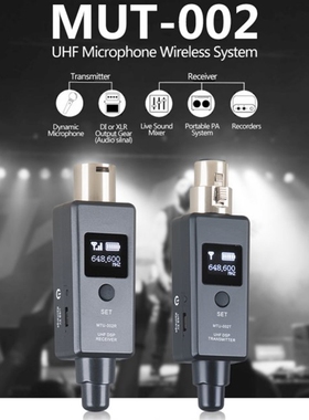 1 Pair Dynamic Microphone Wireless System Wireless Transmitt