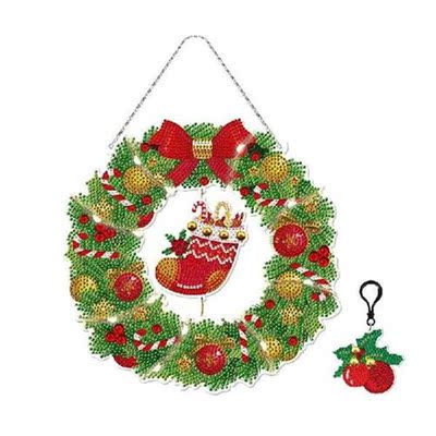 Christmas Diamond Art Wreath Garland Hanging Front Door