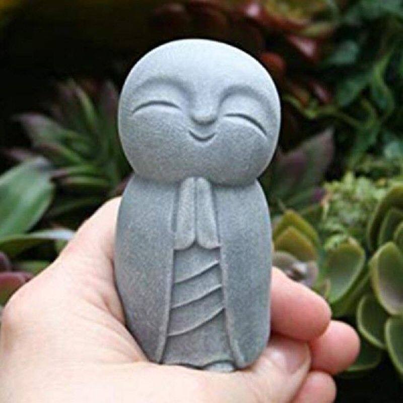 Statue Decorative Durable Resin Grey Little Jizo Buddha图片