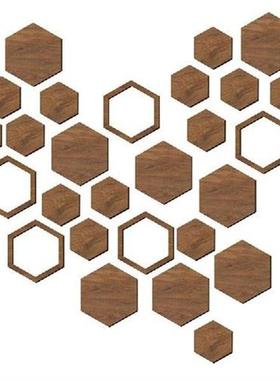 Hexagon Wall Decor Wood 27pcs Wood Hexagon Decorations