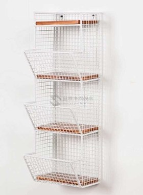 Punch-free wrought iron wall shelf racks retro solid wood wa