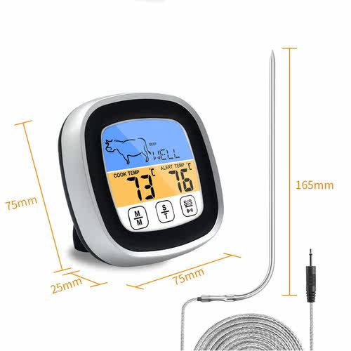 Instant Read Meat Thermometer Probe Wire Digital  Lcd Displ