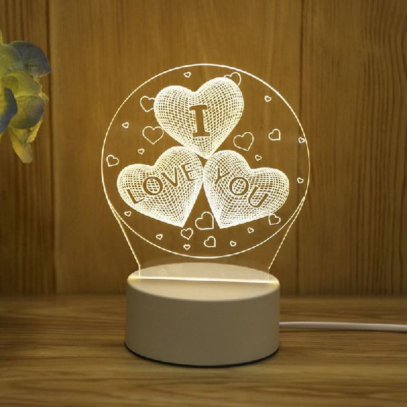 2022 Valentines Day Gift 3D Love Lamp Acrylic Bear Rose LED