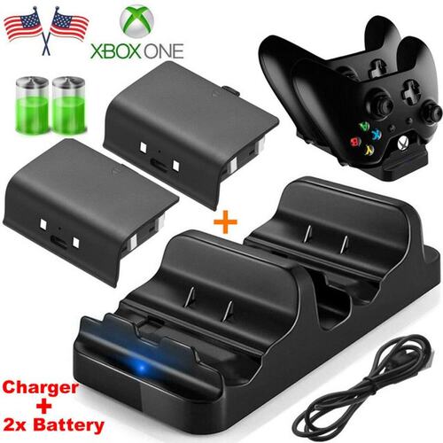Dual Charging Dock Station Controller Charger with 2x Rechar