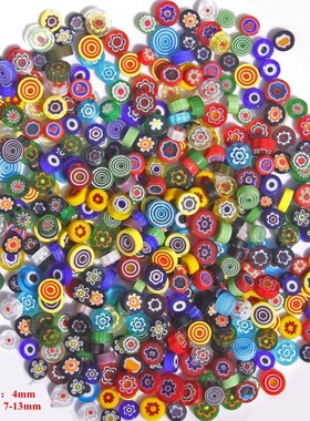 25g/28pcs Mixed Color Handmade Millefiori Glass Beads Flower