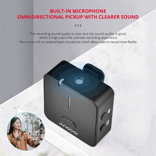 Andoer MX5 2.4G Wireless Recording Microphone System Transm