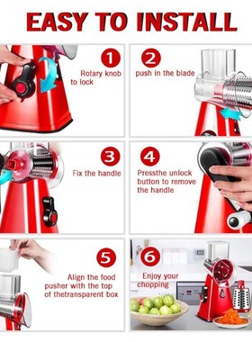 Manual Vegetable Cutter 3 Drum Blades Rotary Cheese Grater S