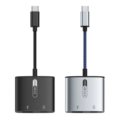 2 in 1 Type C Splitter OTG Adapter USB3.0 Converter Wire Pow