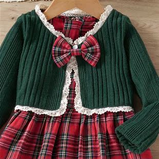 Kids Plaid Dress Sets for Girls Spring Autumn 2023 Toddler L
