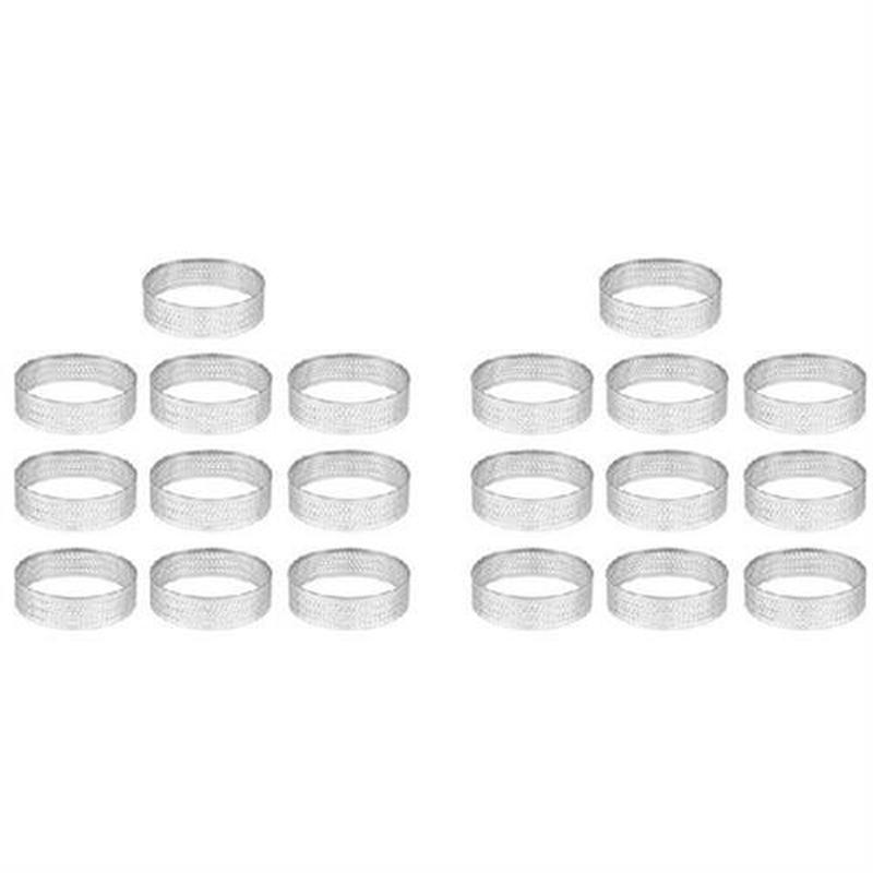 20 Pack Stainless Steel Tart Ring, Heat-Resistant
