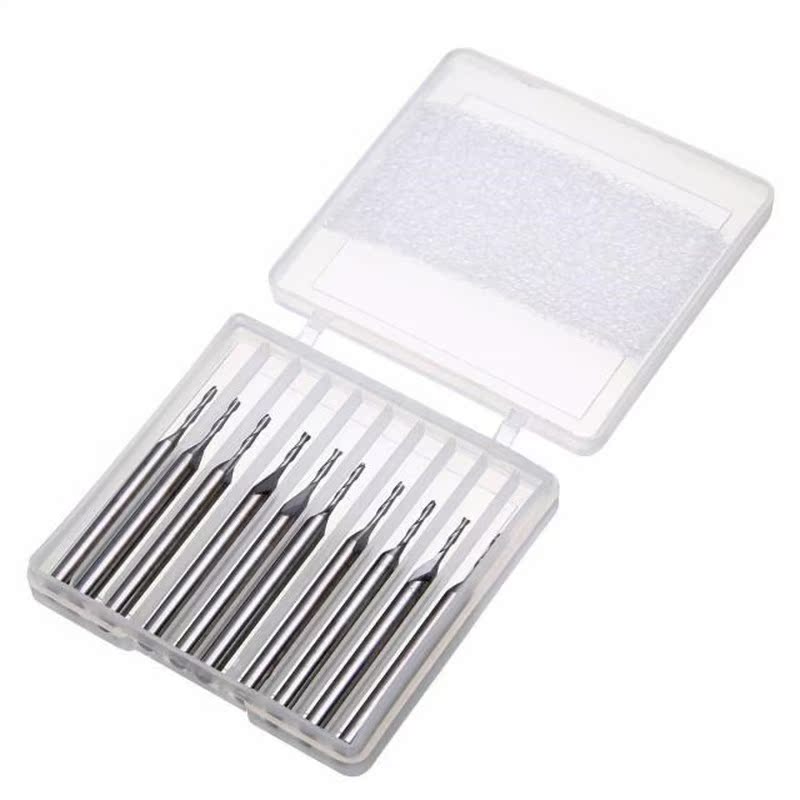 10pcs Double 2 Flute Spiral Carbide Flat Nose End Mill CNC R