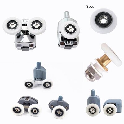 8PCS Castors kit for shower cabin doors wheel 23 25 27mm top