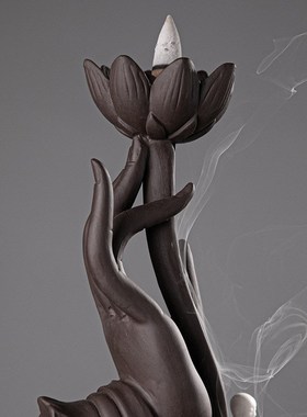 Backflow Incense Burner Ceramic The Monk Buddha Hand Holder