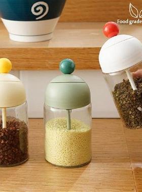 Transparent Spice Jars With Spoon Moisture-Proof Seasoning