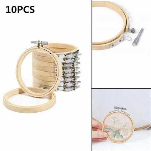 10pcs/set Cross Stitch Hoop Embroidery Circle Bamboo Hoop