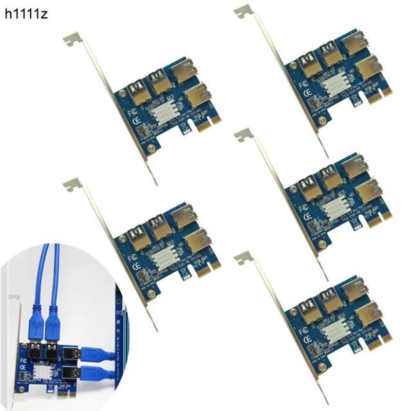 5PCS 1 to 4 PCIe PCI Express 16X Riser Card PCI-E 1X to Exte