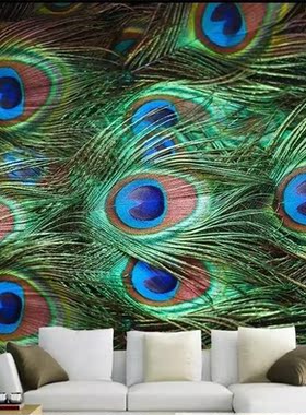 Beibehang Custom wallpaper HD peacock feather close up simp