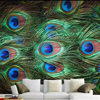 Beibehang Custom wallpaper HD peacock feather close up simp