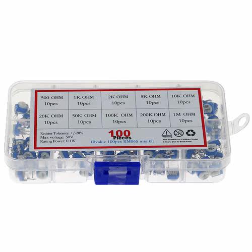 100pcs/box 10value x 10pcs RM065 Horizontal Trimpot Potentio