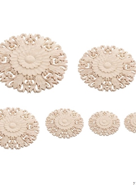 Wooden Carved Flower Onlay Appliques Wood Carving Decal Unpa