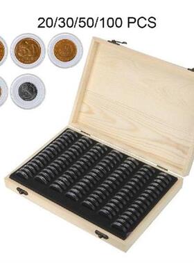HOOMIN Wooden Commemorative Coin Collection Case with