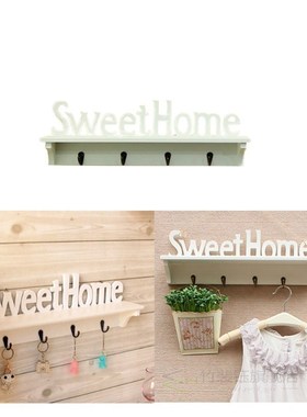 4 Hooks Hat Key Holder Wall Mounted Clothes Hanger Laundry C