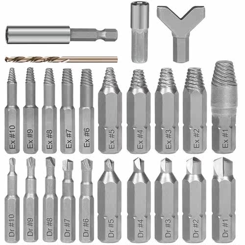 24Pcs Damaged Screw Extractor Set Alloy Steel Stripped Bolt